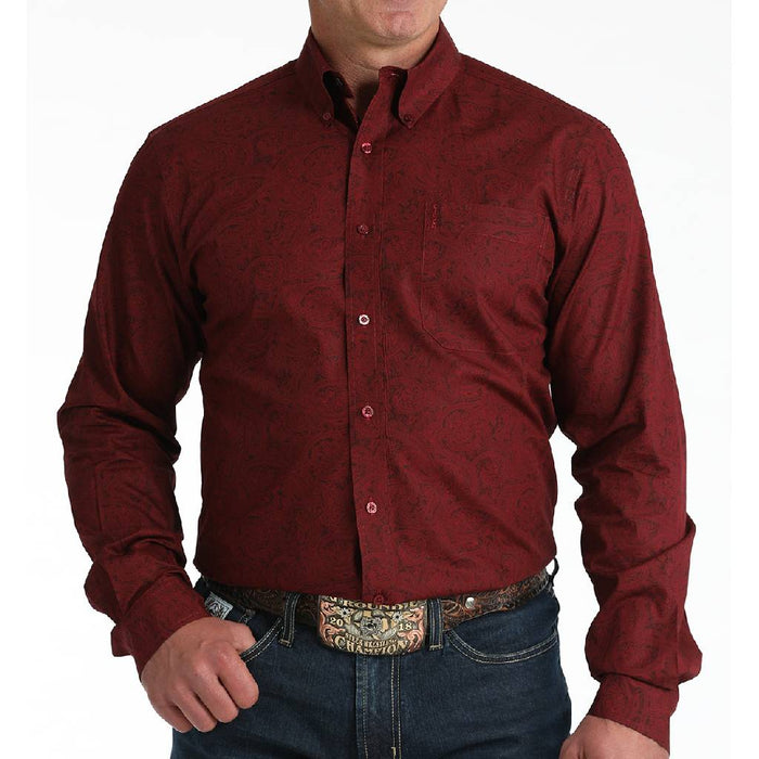 Cinch Men's Modern Fit Paisley Burgundy Button Down Shirt MEN - Clothing - Shirts - Long Sleeve Cinch