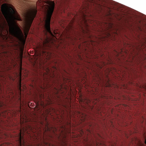 Cinch Men's Modern Fit Paisley Burgundy Button Down Shirt MEN - Clothing - Shirts - Long Sleeve Cinch