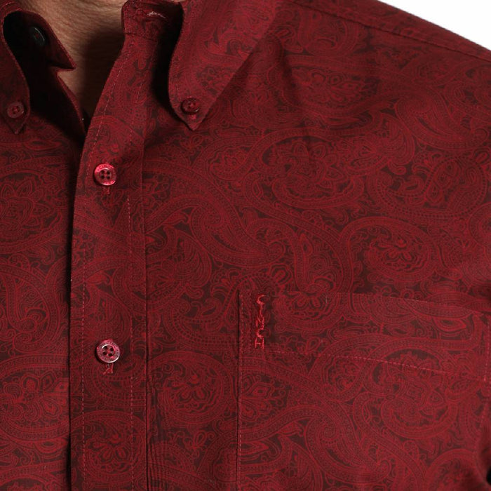 Cinch Men's Modern Fit Paisley Burgundy Button Down Shirt MEN - Clothing - Shirts - Long Sleeve Cinch