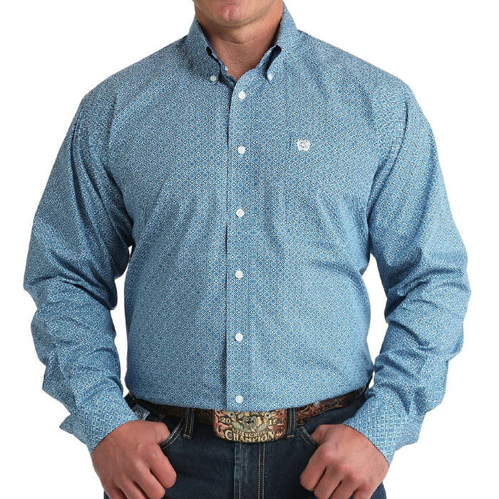 Cinch Men's Geo White/Blue Shirt MEN - Clothing - Shirts - Long Sleeve Cinch