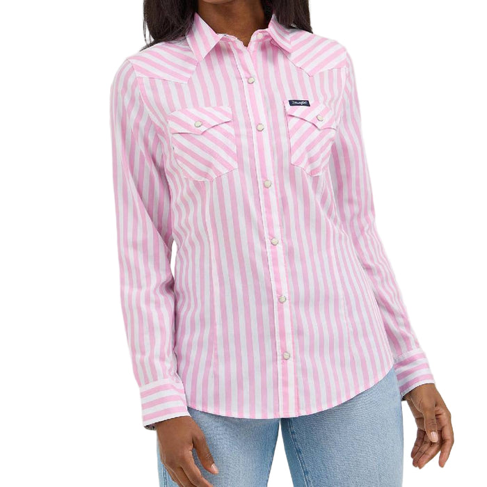 Wrangler Women's Snap Pink Striped Shirt