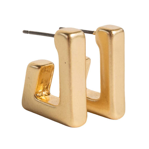 Rectangle Matte Gold Hoop Earrings WOMEN - Accessories - Jewelry - Earrings Betty Oh
