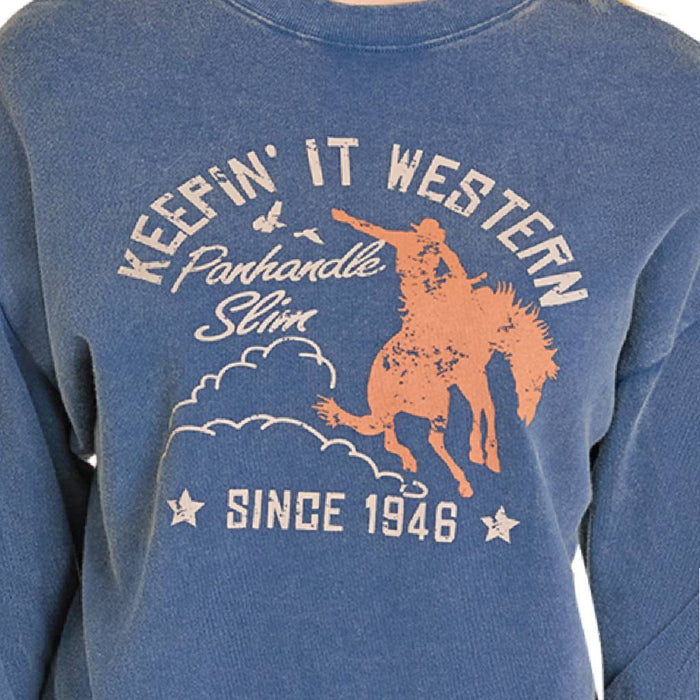 Panhandle Slim Women's Distressed Keepin' It Western Graphic Sweatshirt WOMEN - Clothing - Sweaters & Cardigans MISC