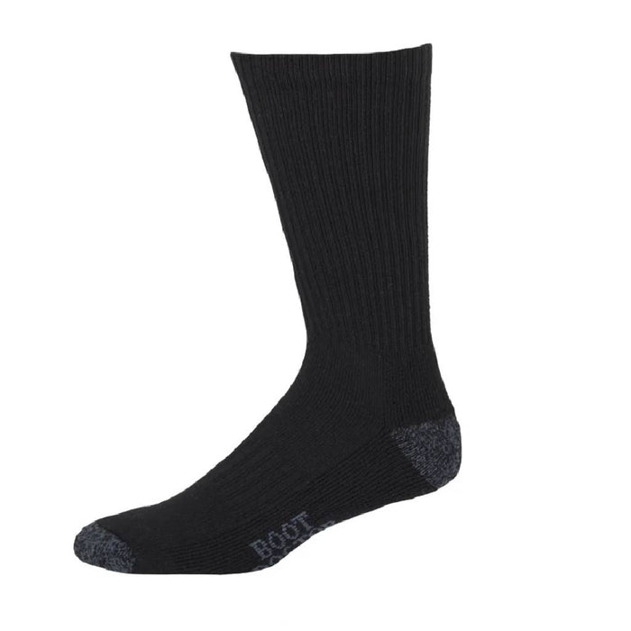Men's 2 Pack Black Cotton Work Boot Sock