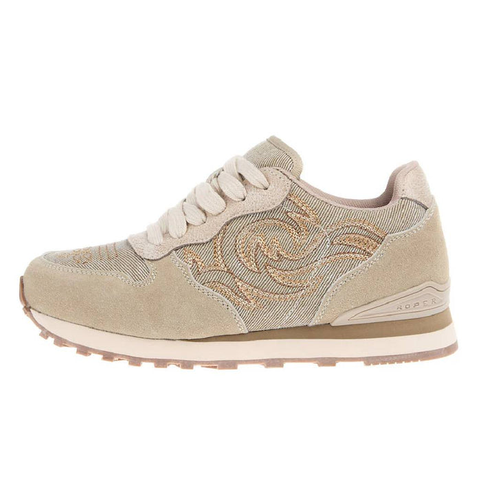 Roper Women's Giddyup Western Stitch Jogger Shoe - Cream/Tan WOMEN - Footwear - Sneakers & Athletic Roper Apparel & Footwear