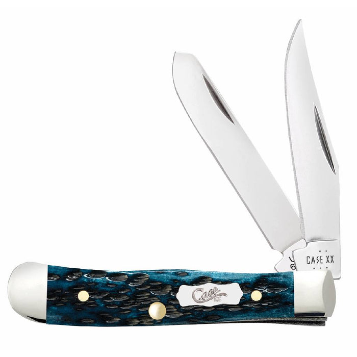 Case Pocket Worn Mediterranean Blue Bone Peach Seed Jig Tiny Trapper Knives W.R. Case
