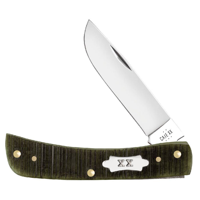 Case Sod Buster Jr - Olive Green Bone - Sawcut Jig Knives W.R. Case