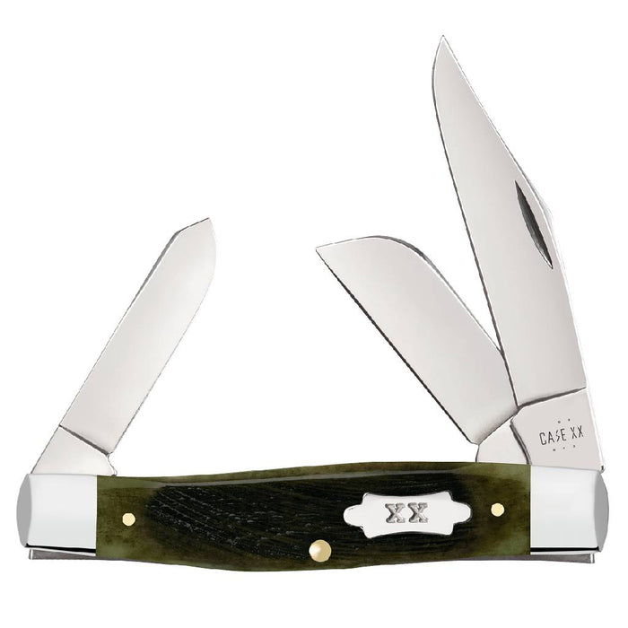 Case Large Stockman - Olive Green Bone - Sawcut Jig Knives W.R. Case