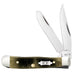 Case Tiny Trapper - Olive Green Bone - Sawcut Jig Knives W.R. Case