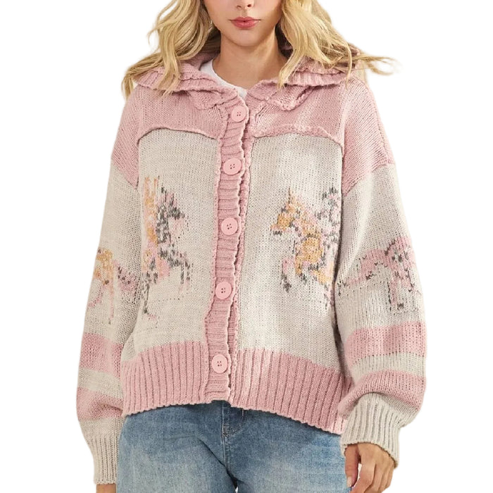 Pink Horse Print Sweater