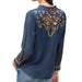 Johnny Was Denim Blue Durago Ruffle Neck Top WOMEN - Clothing - Tops - Long Sleeved Johnny Was Collection