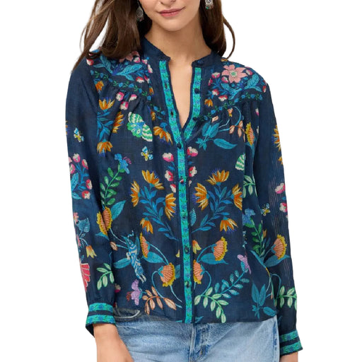 Johnny Was Elizabeth Shirred Western Shirt WOMEN - Clothing - Tops - Long Sleeved Johnny Was Collection