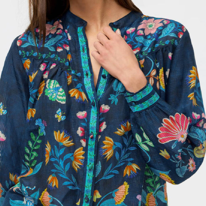 Johnny Was Elizabeth Shirred Western Shirt WOMEN - Clothing - Tops - Long Sleeved Johnny Was Collection