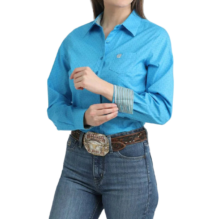 Cinch Women's Geo Blue Shirt WOMEN - Clothing - Tops - Long Sleeved Cinch