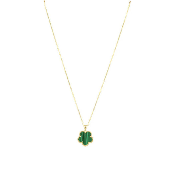 Adeline Clover Green Malachite Necklace