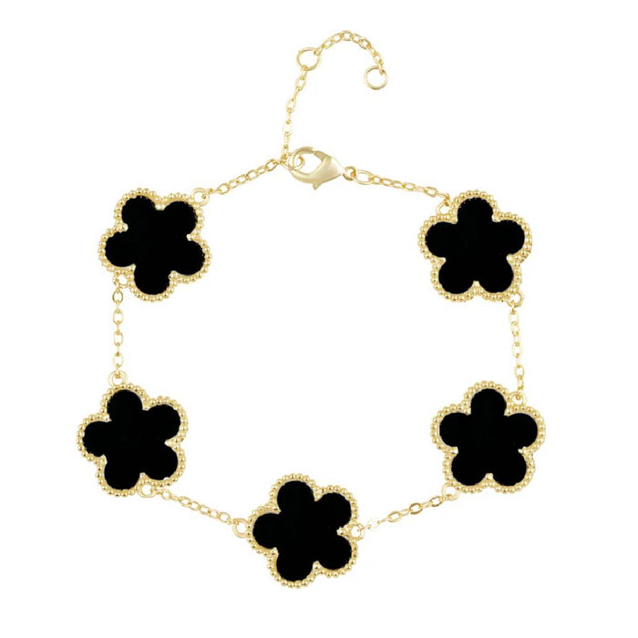 Adeline Black Onyx Clover Bracelet