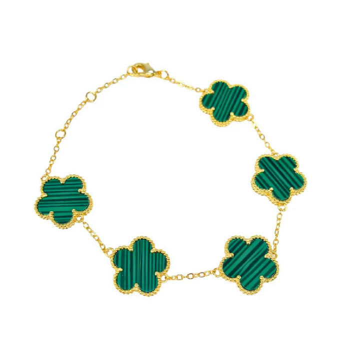 Adeline Green Malachite Clover Bracelet