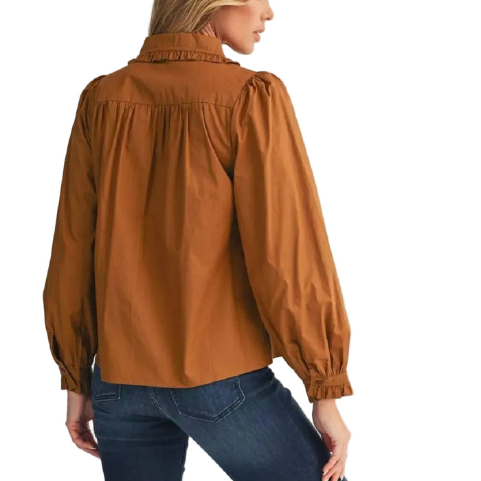 Toffee Ruffle Detail Top WOMEN - Clothing - Tops - Long Sleeved Jodifl