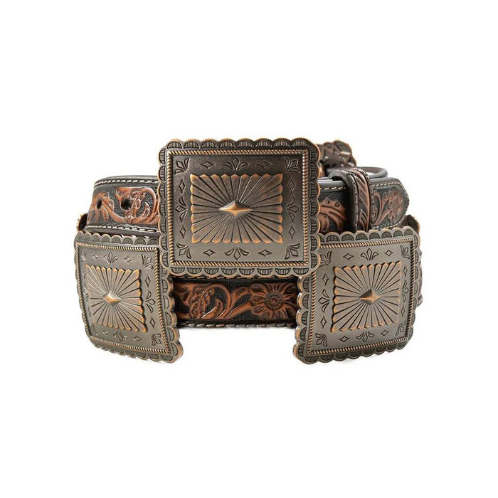 Women's Floral Square Concho Belt Brown WOMEN - Accessories - Belts M&F Western Products
