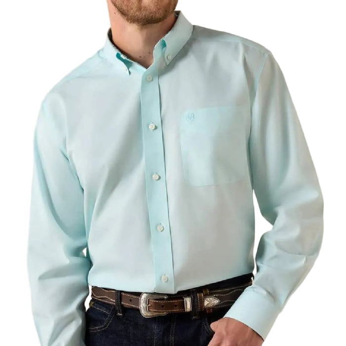 Ariat Men's Solid Angel Blue Pinpoint Oxford Button Down Shirt