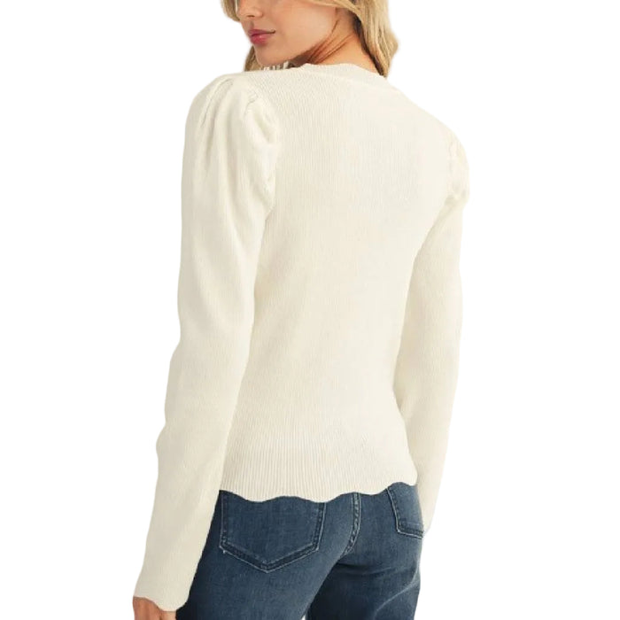 Off White Scallop Edge Knit Top