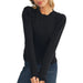 Black Scallop Edge Knit Top WOMEN - Clothing - Tops - Long Sleeved Jodifl