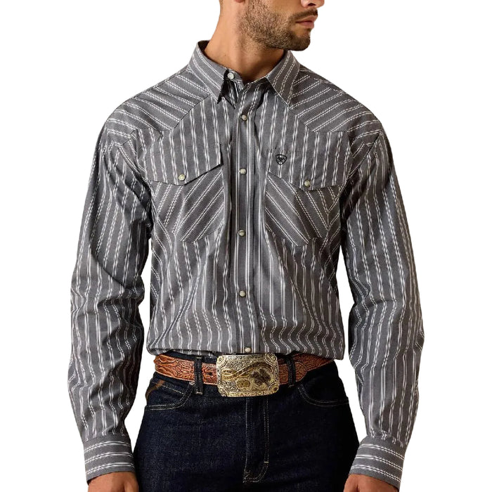 Ariat Men's Pro Series Theron Grey Stripe Pearl Snap Shirt