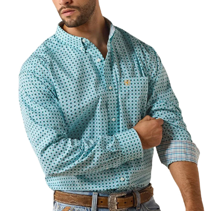 Ariat Men's Andy Angel Blue Geo Print Button Down Shirt