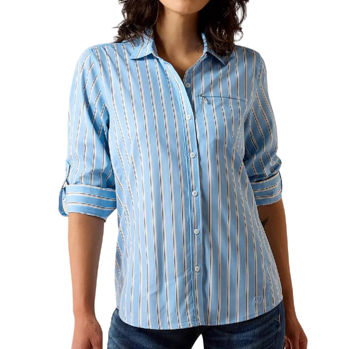 Ariat Women's VentTek Blissful Blue Stripe Print Button Down Shirt