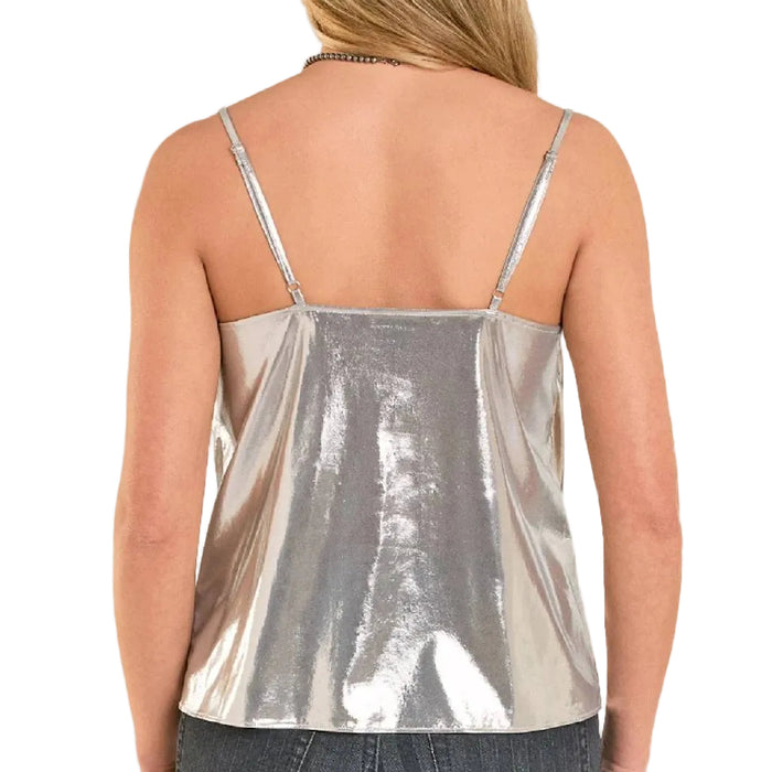 Rock & Roll Denim Women's Silver Metallic Cowl Tank Top