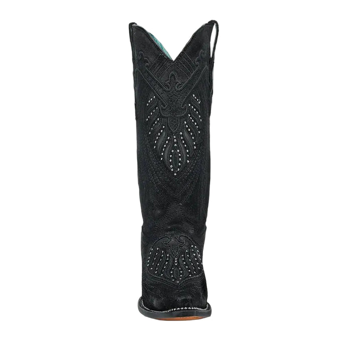 Corral Women's Black Snip Toe Overlay Embroidery Stud Boots