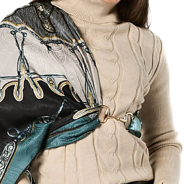 Fringe Scarves Snaffle Bit Gold Scarf Buckle