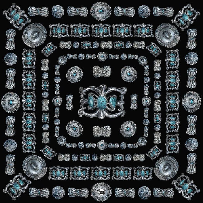Fringe Scarves Turquoise And Conchos Black Shower Curtain