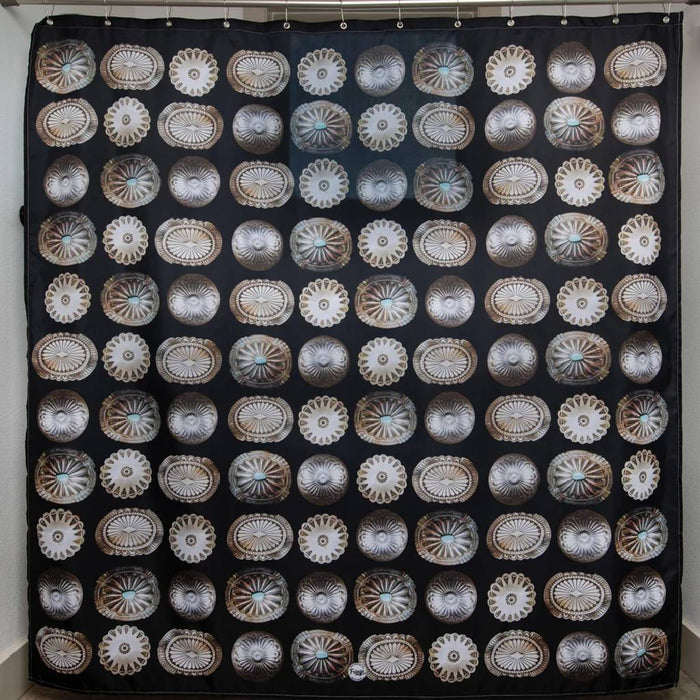 Fringe Scarves Black Big Concho Shower Curtain