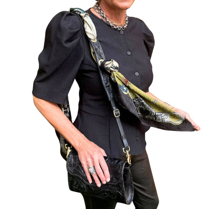 Fringe Scarves Black Night Latch Purse Strap