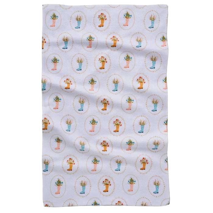 Geometry Rainboots In Bloom Tea Towel