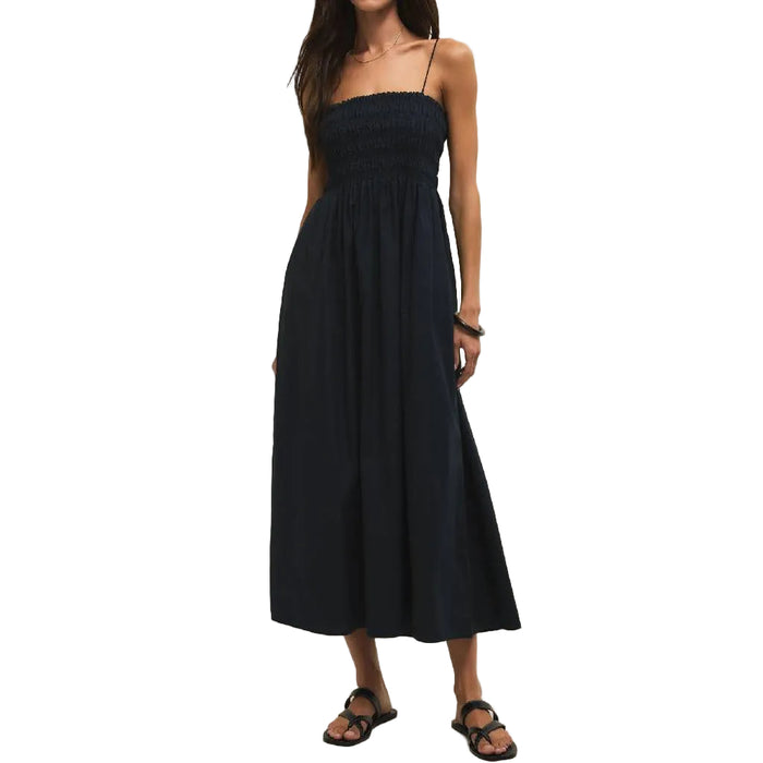 Z Supply Cornelia Poplin Black Midi Dress WOMEN - Clothing - Dresses Z Supply