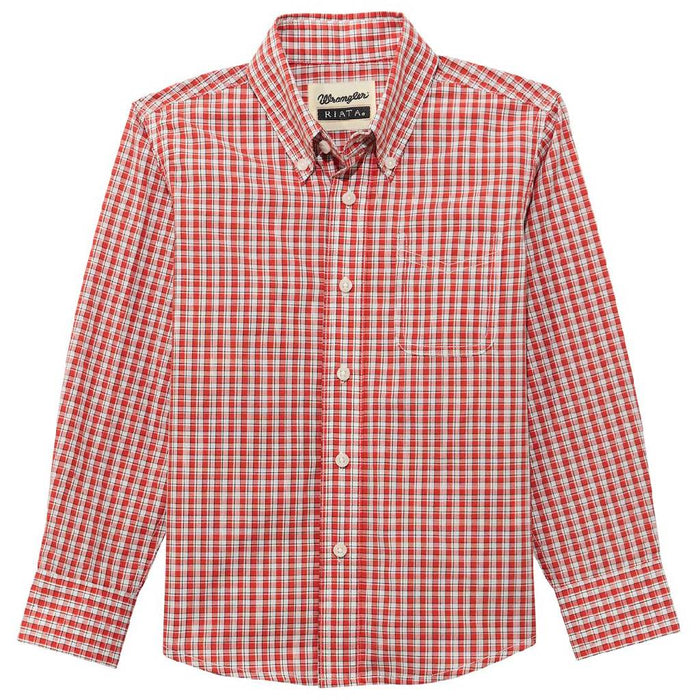 Wrangler Boy's Riata Red Check Button Down Shirt