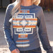 Cruel Denim Women's Southwest Blue Thermal Raglan Top WOMEN - Clothing - Tops - Long Sleeved Cruel Denim