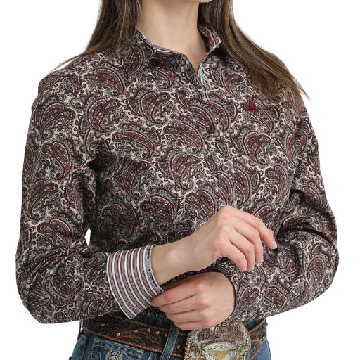 Cinch Women's Paisley Burgundy Button Down Shirt WOMEN - Clothing - Tops - Long Sleeved Cinch