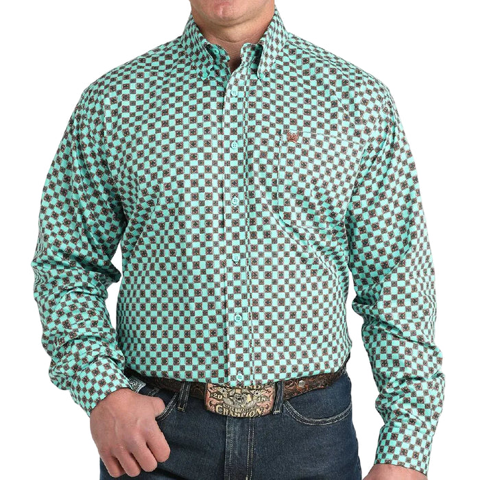Cinch Men's Turquoise Geo Print Button Down Shirt MEN - Clothing - Shirts - Long Sleeve Cinch