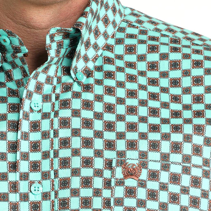 Cinch Men's Turquoise Geo Print Button Down Shirt MEN - Clothing - Shirts - Long Sleeve Cinch