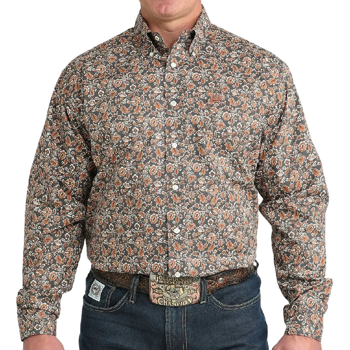 Cinch Men's Floral Charcoal Button Down Shirt MEN - Clothing - Shirts - Long Sleeve Cinch