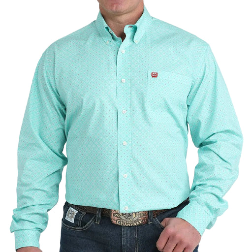 Cinch Men's Turquoise Geo Print Button Down Shirt MEN - Clothing - Shirts - Long Sleeve Cinch