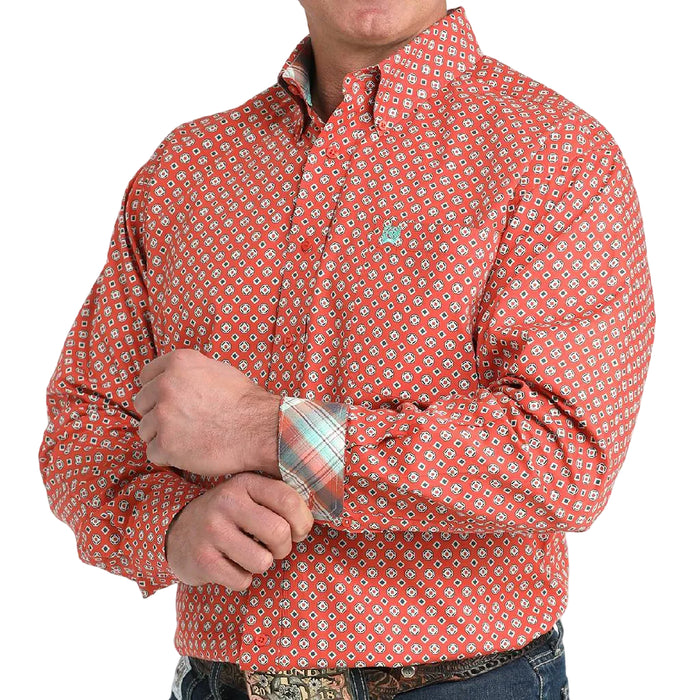 Cinch Men's Red Geo Print Button Down Shirt MEN - Clothing - Shirts - Long Sleeve Cinch