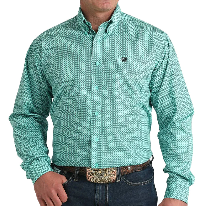 Cinch Men's Turquoise Geo Print Button Down Shirt MEN - Clothing - Shirts - Long Sleeve Cinch
