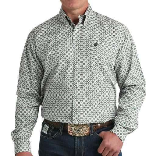 Cinch Men's Cream Geo Print Button Down Shirt MEN - Clothing - Shirts - Long Sleeve Cinch