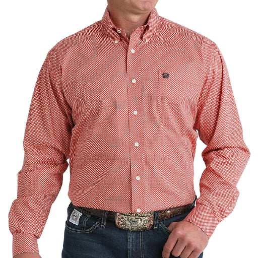 Cinch Men's Red Geo Print Button Down Shirt MEN - Clothing - Shirts - Long Sleeve Cinch
