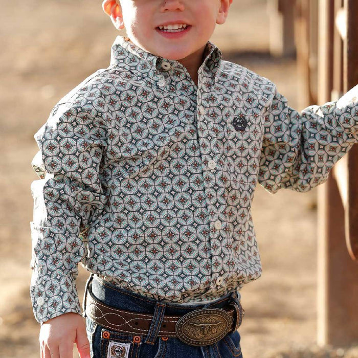 Cinch Baby Boy's Geo Print Button Down Shirt KIDS - Boys - Clothing - Shirts - Long Sleeve Shirts Cinch