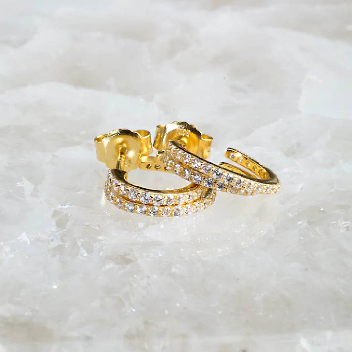 Diamond Evil Twin Huggie Stud Earrings WOMEN - Accessories - Jewelry - Earrings Native Gem